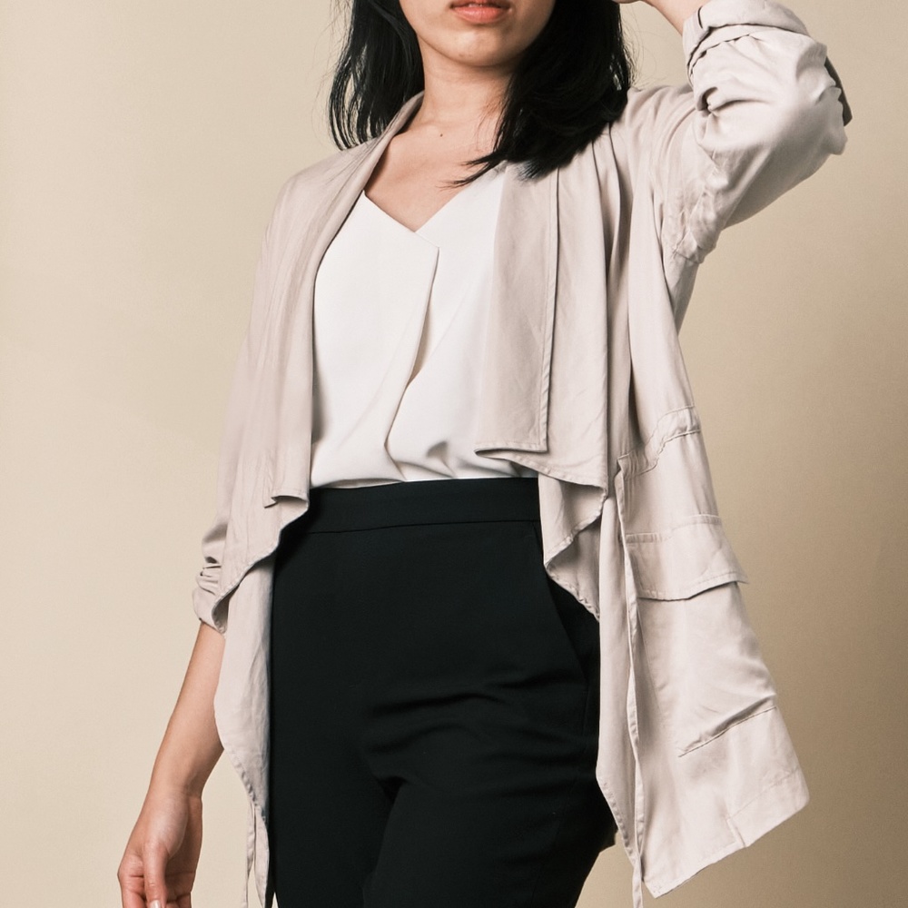 Cream-Colored Ruffle Jacket by Vigoss